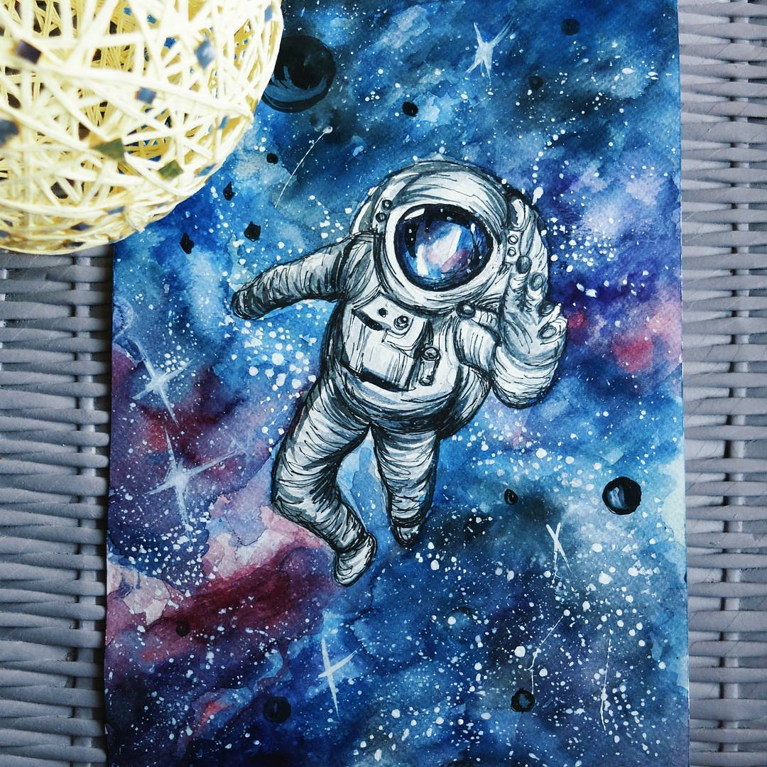 Рисунок на тему космос. Космонавт рисунок красками. Рисунок космос для срисовки. Рисунок на космическую тему. Как можно нарисовать космос