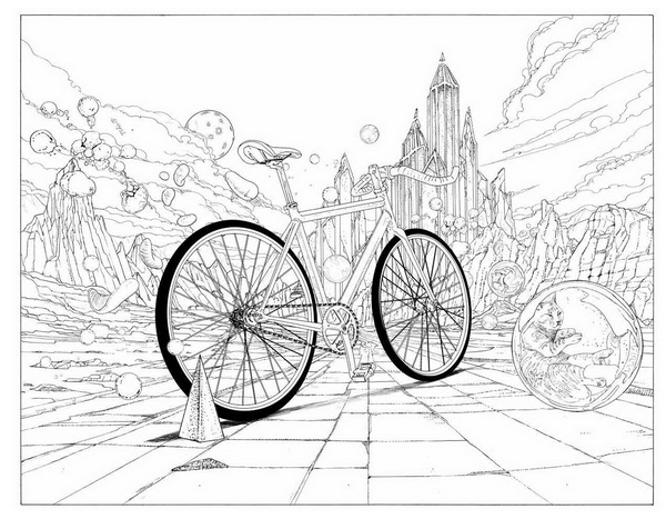 Таинственный замок из раскраски «Вокруг света на велосипеде»