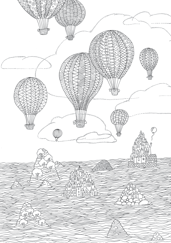 Воздушные шары из раскраски «Острова»