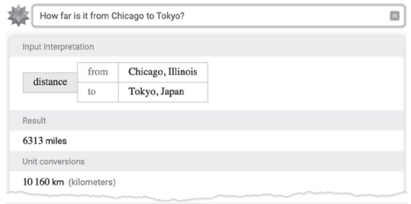 Расстояние от Чикаго до Токио. Скриншот из Wolfram|Alpha.